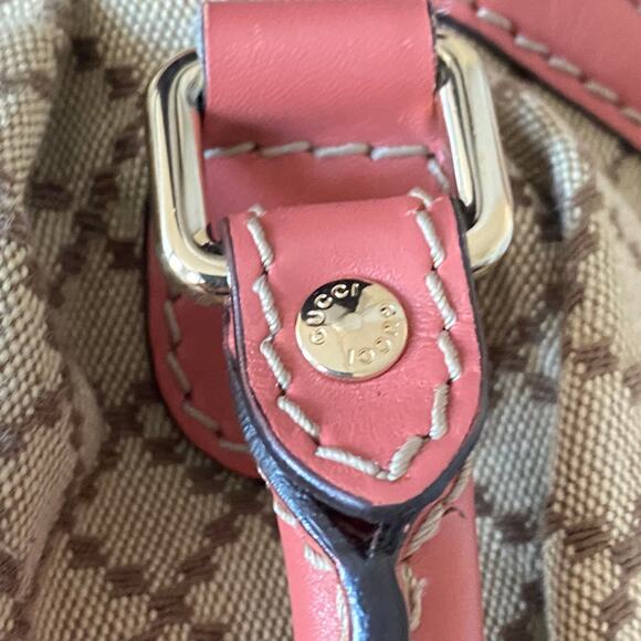 Authentic Gucci Canvas & Pink Leather Shoulder Bag - Picture 10 of 16
